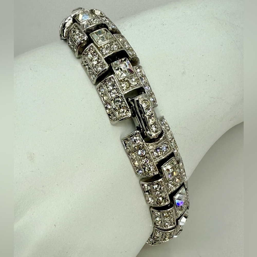 Vintage Joan Rivers Rhinestone Link Bracelet – Art Deco Style, 6.5” - Picture 15 of 17